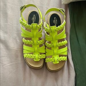 Swedish Hasbeens Neon Yellow Braided Sandals